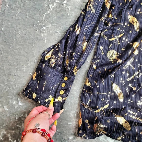 Her Universe Harry Potter Spell Icons Long-Sleeve Woven Button Up Top - Picture 7 of 8